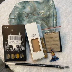 Makeup bag with set of products: stocking stuffers